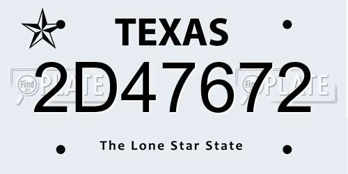 2D47672 Texas License Plate