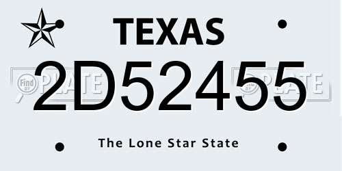 2D52455 Texas License Plate