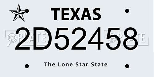 2D52458 Texas License Plate