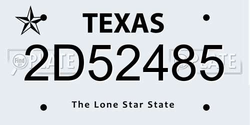 2D52485 Texas License Plate