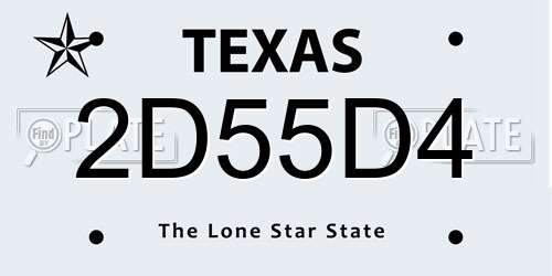 2D55D4 Texas License Plate