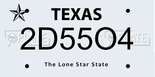 2D55O4 Texas License Plate