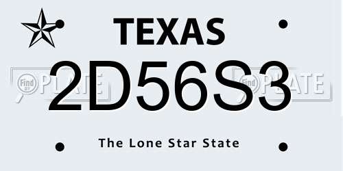 2D56S3 Texas License Plate