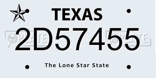 2D57455 Texas License Plate
