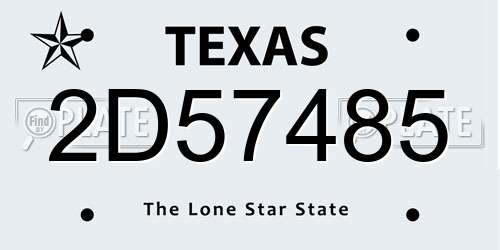 2D57485 Texas License Plate