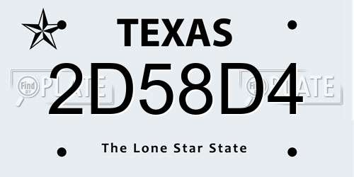 2D58D4 Texas License Plate
