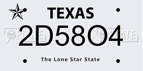 2D58O4 Texas License Plate