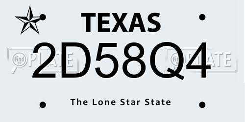 2D58Q4 Texas License Plate