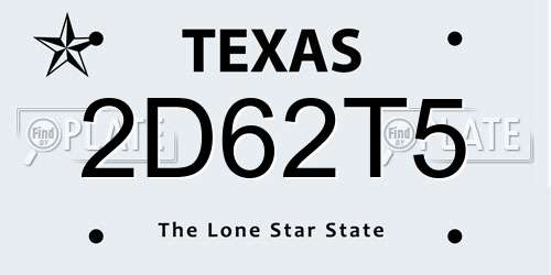 2D62T5 Texas License Plate