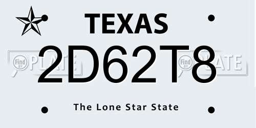 2D62T8 Texas License Plate
