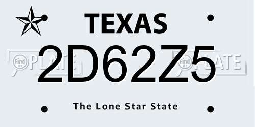 2D62Z5 Texas License Plate