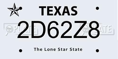 2D62Z8 Texas License Plate