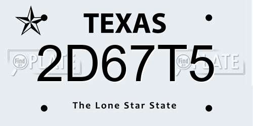 2D67T5 Texas License Plate