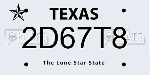 2D67T8 Texas License Plate