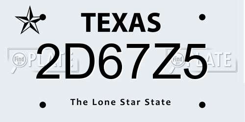 2D67Z5 Texas License Plate