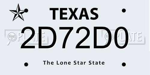 2D72D0 Texas License Plate