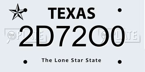 2D72O0 Texas License Plate