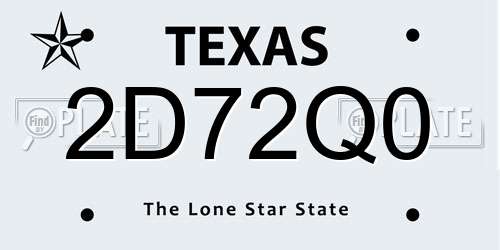 2D72Q0 Texas License Plate