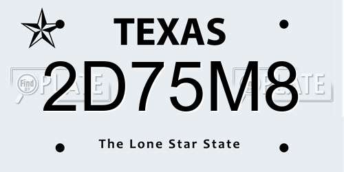2D75M8 Texas License Plate