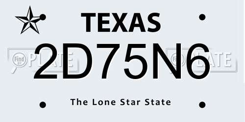 2D75N6 Texas License Plate