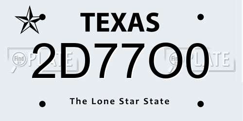 2D77O0 Texas License Plate