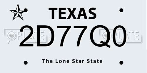 2D77Q0 Texas License Plate