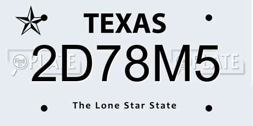 2D78M5 Texas License Plate
