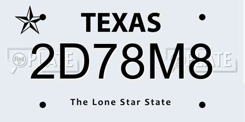 2D78M8 Texas License Plate