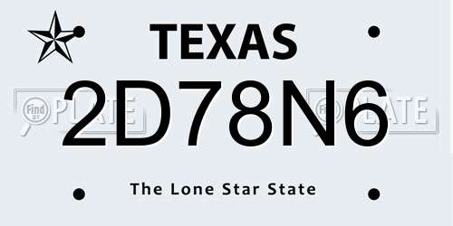 2D78N6 Texas License Plate
