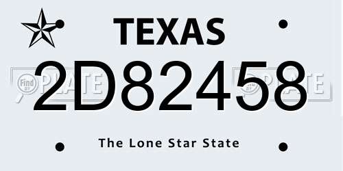 2D82458 Texas License Plate