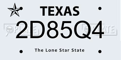 2D85Q4 Texas License Plate