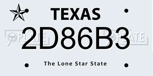 2D86B3 Texas License Plate