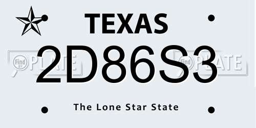 2D86S3 Texas License Plate