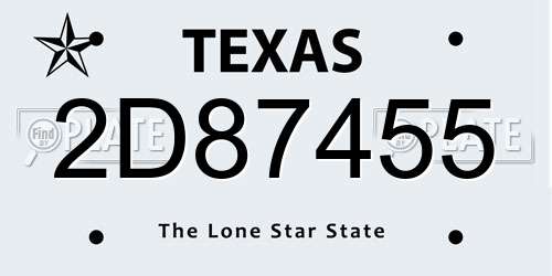 2D87455 Texas License Plate