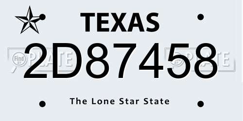 2D87458 Texas License Plate