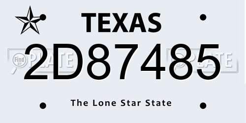 2D87485 Texas License Plate