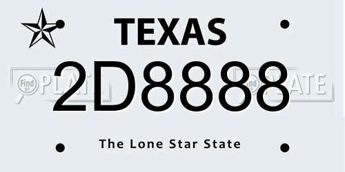 2D8888 Texas License Plate