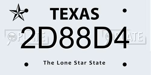 2D88D4 Texas License Plate