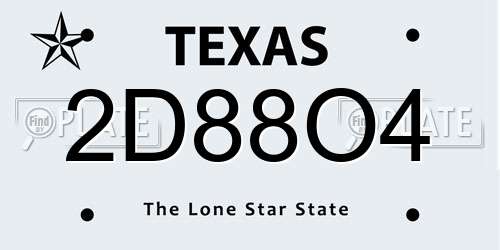 2D88O4 Texas License Plate