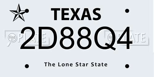 2D88Q4 Texas License Plate