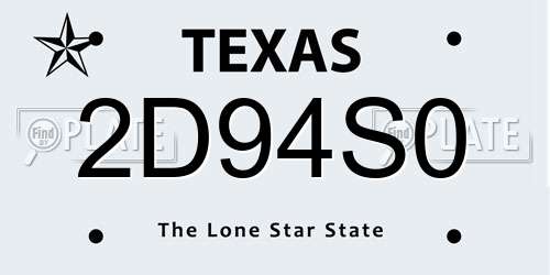 2D94S0 Texas License Plate