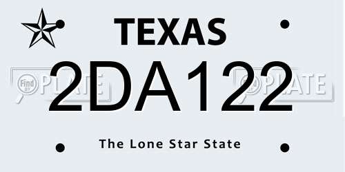 2DA122 Texas License Plate