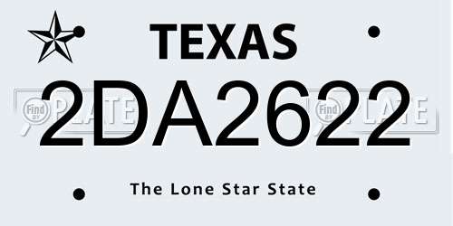 2DA2622 Texas License Plate