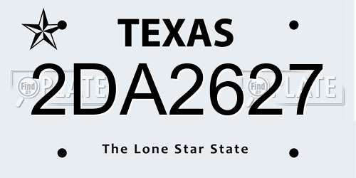 2DA2627 Texas License Plate