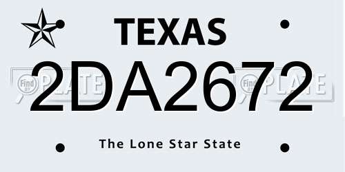 2DA2672 Texas License Plate