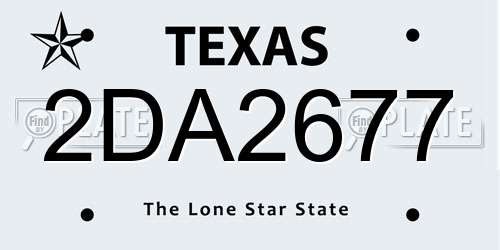 2DA2677 Texas License Plate