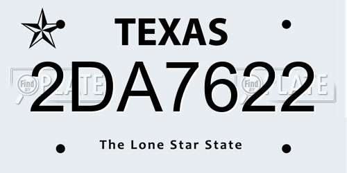 2DA7622 Texas License Plate