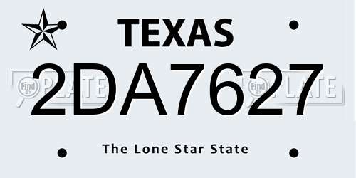 2DA7627 Texas License Plate