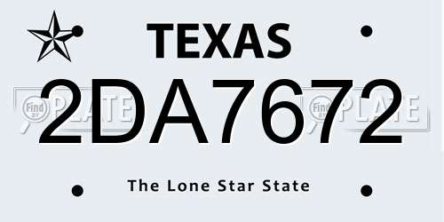 2DA7672 Texas License Plate