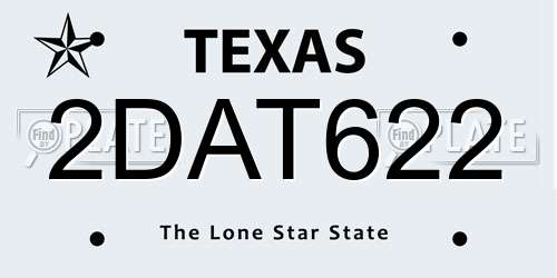 2DAT622 Texas License Plate